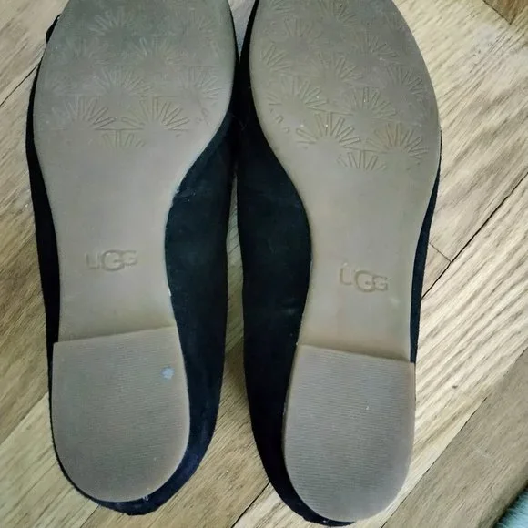 UGGs Black Suede Flats Size 8.5 - Picture 4 of 14